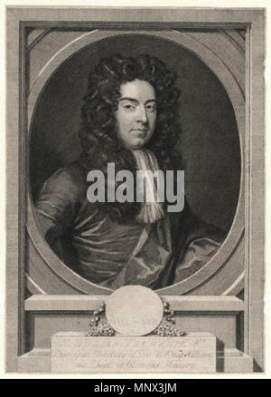 Durch; nach George Vertue; Sir Godfrey Kneller, Bt, Drucken, 1724. Englisch: Sir William Trumbull (1639-1716). 1724. George Vertue, nach Sir Godfrey Kneller, Bt. 1125 Sir William Trumbull Stockfoto