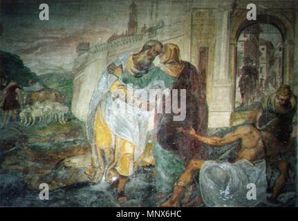 . Italiano: Scuola Carmine Padova - 03 - Incontro di Gioacchino con Anna alla Porta Aurea. 11. März 2017. Schöpfer: Dario Varotari 1106 Scuola Carmine Padova - 03 - Incontro di Gioacchino con Anna alla Porta Aurea Stockfoto