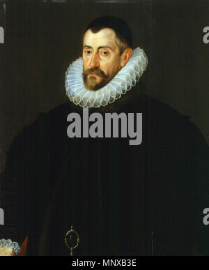 Sir Francis Walsingham. Darstellung von Sir Francis Walsingham, Principal Secretary, Elisabeth I, Königin von England. Häufiger als ihre spymaster bekannt. Er deckte die Grundstücke von Francis Throckmorton und Anthony Babington. Die Entdeckung des Letzteren führte zur Ausführung von Mary, Königin der Schotten. Walsingham starb im Jahre 1590. ca. 1585. 1124 Sir Francis Walsingham von John De Critz der Ältere Stockfoto