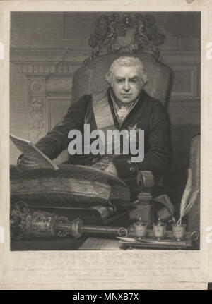 . Das ist ein Bild für die offizielle Portrait von Sir Joseph Banks, Präsident der Royal Society. Es ist ein 43,2 x 34,2 cm Stich. 1812. Das Original wurde von Thomas Phillips (1770-1845); die Gravur wurde von Nicholas Schiavonetti (d. 1813) 1124 Sir Joseph Banks, Präsident der Royal Society Stockfoto