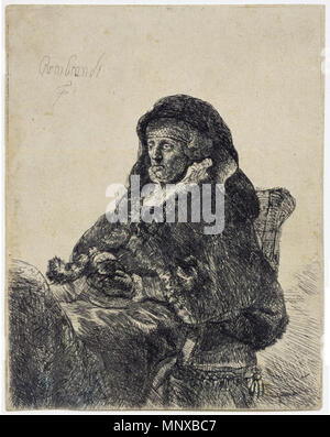 Eine ältere Frau (im Kleid der Witwe und schwarzen Handschuhen) ca. 1632-1635. 1052 Rembrandt van Rijn - Eine ältere Frau Stockfoto