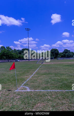 Was ein Fußball-Spieler sieht, wenn man einen Eckstoß. Stockfoto