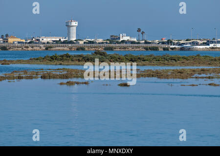 Faro Insel Blick von Ludo. Algarve, Portugal Stockfoto