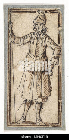 . Studie eines Kriegers in Rüstung, Feder auf Papier, C. 6 - 7 x C. 2,5 cm von 1664. Stefano Della Bella (1610 - 1664) Beschreibung der Italienischen Kupferstecher und Grafiker Geburtsdatum / Tod 18. Mai 1610 12. Juli 1664 Ort der Geburt / Tod Florenz Florenz Authority control: Q 921242 VIAF: 7502835 ISNI: 0000 0001 2119 4885 ULAN: 500018966 LCCN: n 79018351 WGA: Bella, Stefano della WorldCat 1142 Stefano Della Bella Krieger 3. Stockfoto