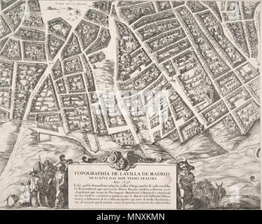 . Plano de Madrid en el siglo XVII. Amanda 20. 1656. 1164 Pedro Teixeira Teixeira - Topographia de la Villa de Madrid 1656 (2) Stockfoto