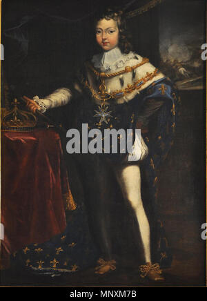 Portrait von Louis XIV als Kind im Coronation dress Ende des 17. Jahrhunderts. 1166 Commerce, zugeschrieben - Ludwig XIV. Als Kind im Coronation dress Stockfoto