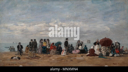 Englisch: Der Strand von Trouville 1871. 1169 Der Strand von Trouville von Louis Eugene Boudin 1871 Stockfoto