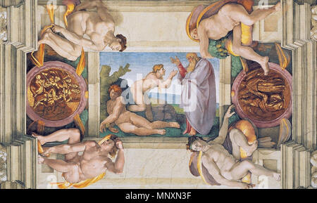 . Englisch: Sixtinische Kapelle Decke. zwischen 1508 und 1512. Michelangelo 1171 die Schaffung von Eve (1) Stockfoto