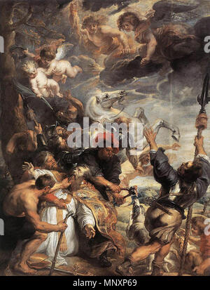 . Rubens Öl Malerei: Das Martyrium des Heiligen Livinus. Größe: 455 x 347 cm. Lage: VTT Royaux des Beaux-Arts, Brüssel. 1633. Peter Paul Rubens (1577 - 1640) Alternative Namen: Rubens, Pierre Paul Rubens, Pieter Paul Rubens, Sir Peter Paul Rubens Beschreibung flämischen Maler, Bildhauer, Zeichner und Grafiker Geburtsdatum / Tod 28. Juni 1577 30. Mai 1640 Ort der Geburt / Todes siegen Antwerpen Standort Antwerpen (1589-1600), Mantua (9. Mai 1600-1608), Spanien (1603), Antwerpen (1608-1640), den Niederlanden (1612), Paris (23. Mai 1623-29. Juni 1623, vom 4. Februar 1625-9 Juni 1625), Calais (Nr. Stockfoto