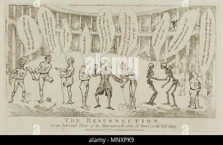 Die Auferstehung oder eine Innenansicht des Museums in W-D M-LL Straße am letzten Tag. Englisch: eine Radierung von Thomas Rowlandson, 1782. 1782. Thomas Rowlandson (1756-1827) Beschreibung englischer Maler, Zeichner, Radierer und Illustrator Datum der Geburt / Tod 14. Juli 1756 22. April 1827 Ort der Geburt / Todes London London Standort London, Paris (1774), Frankreich, Deutschland, Italien, Rotterdam (Ca. 1794), Amsterdam (Ca. 1794), den Niederlanden (Ca. 1794) Kontrolle: Q 318584 VIAF: 56672964 ISNI: 0000 0001 2134 1830 ULAN: 500006930 50022330 LCCN: n NLA: 35465846 WorldCat 1180 Die Re Stockfoto