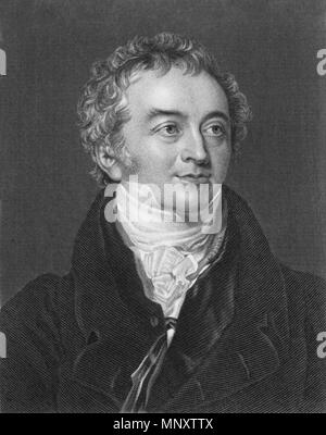 . Englisch: Portrait von Thomas Young (1773-1829), britischer Wissenschaftler. Vor 1830; Mitte des neunzehnten Jahrhunderts gravieren, aus einer früheren Portrait.. 1190 Thomas Young (Wissenschaftler) Stockfoto