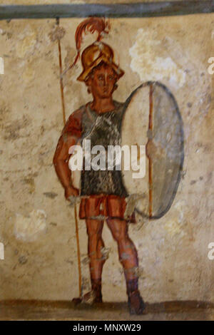 . Englisch: Fresko einer alten Makedonian Soldat (thorakitai) Tragen mail Rüstung und das Lager ein thureos Shield, 3. Jahrhundert v. Chr.. Foto aus dem Archäologischen Museum in Istanbul. Istanbul Archäologie Museen Native name İstanbul Arkeoloji Müzesi Ort Istanbul, Türkei Koordinaten 41° 00' 42" N, 28° 58' 53" E Gegründet 13 Juni 1892 Webseite Archäologisches Museum Istanbul Seite Authority control: Q 636978 VIAF: 139339433 GND: 10004989-8. 21. September 2016. 94 1191 DeFly Thueros affresco Stockfoto