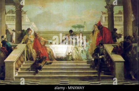 Das Bankett von Cleopatra. Englisch: Malerei von Tiepolo Zimmer des Arkhangelskoe Yusupov Palast in der Nähe von Moskau. 1747. 1192 Tiepolo - Bankett von Cleopatra - Arkhangelskoe Stockfoto
