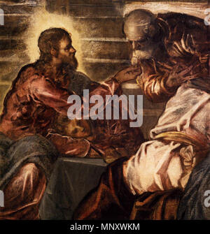 Das letzte Abendmahl (Detail) zwischen 1579 und 1581. 1194 Jacopo Tintoretto - Das Letzte Abendmahl (Detail) - WGA 22563 Stockfoto