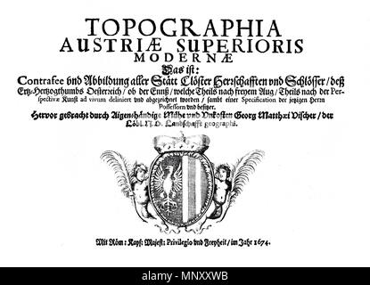 . Deutsch: Das Titelblatt der Topographia Austriae superioris modernae. 1674. Georg Matthäus Vischer (1628 - 1696) Alternative Namen Georg Mathias Vischer Beschreibung österreichischer Kartograph und Graveur Geburtsdatum / Tod 22. April 1628 vom 13. Dezember 1696 Ort der Geburt / Todes Wenns (Tirol, Südtirol) Linz Authority control: Q 86223 VIAF: 2771891 ISNI: 0000 0000 6659 9394 ULAN: 500091493 NLA: 35852058 GND: 118768646 1200 Topographia Titelblatt (Vischer) Stockfoto