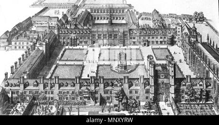 . Vogelperspektive des Trinity College, Cambridge, mit großen Tor und großen Hof im Vordergrund, Fust's Court und Wren Library im Hintergrund. 1690. David Loggan (1634 - 1692) Beschreibung englischer Künstler und Graveur Geburtsdatum / Tod August 1634 Juli 1692 Ort der Geburt / Tod in Danzig London Authority control: Q 5236742 VIAF: 88085606 ISNI: 0000 0001 1856 4291 ULAN: 500030441 84133161 LCCN: n GND: 131599224 WorldCat 1205 Trinity College Cambridge 1690 Stockfoto