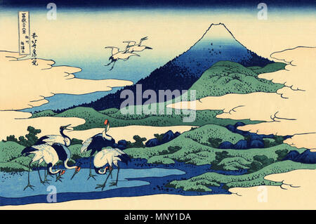 Japanisch: '相州梅沢庄' - Sōshū umezawanosho Umezawa in Sagami Provinz. Teil der Serie 36 Blick auf Mount Fuji, Nr. 27. . Erste Veröffentlichung: um 1830. Diese Ausgabe: ca. 1930.. 1212 Umegawa in Sagami Provinz Stockfoto