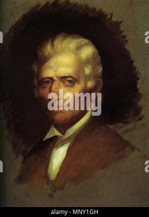 . Öl Skizze von Daniel Boone von Chester Harding, der nur Portrait von Boone Gemalt vom Leben. Dies wurde gemalt, wenn Boone 84 Jahre alt war, wenige Monate vor seinem Tod. Harding lackiert Boone im Juni 1820 während Boone lebt mit seiner Tochter Jemima Boone Callaway in Missouri war. Nach dem Historiker Ted Franklin Belue", von dieser ursprünglichen Öl portrait Harding bildete drei Kopien: zwei Büsten und einem in voller Länge." (Das Leben von Daniel Boone von Lyman Draper, herausgegeben von Ted Franklin Belue. Mechanicsburg, PA: Penguin, 1998, s. 2.). Juni 1820. Chester Harding (1792-1866) Alternative na Stockfoto