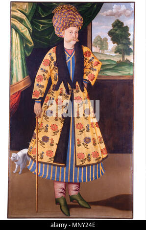 Porträt eines Europäischen Gentleman in türkischer Kleidung (1650-1700). 1215 unbekannt, Iran, Ende des 17. Jahrhunderts - Porträt eines Europäischen Gentleman in türkischer Kleidung - Google Kunst Projekt Stockfoto