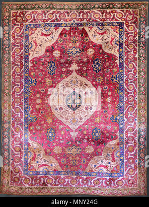 Die Rothschild kleine Seide Medaillon Teppich (1540 - 1560). 1215 unbekannt, Iran, Mitte des 16. Jahrhunderts - die Rothschild kleine Seide Medaillon Teppich - Google Kunst Projekt Stockfoto