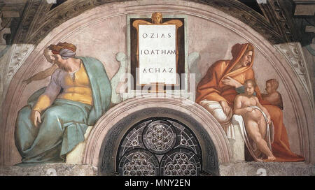 . Englisch: Fresko von Michelangelo in der Sixtinischen Kapelle im Vatikan malte zwischen 1508 bis 1512. 1508 bis 1512. Michelangelo Buonarroti Alternative Namen Michelangelo di Lodovico Buonarroti Simoni Français: Michel-Ange Polski: Michał Anioł Datum der Geburt / Tod vom 6. März 1475 18. Februar 1564 Ort der Geburt / Todes English: Caprese Michelangelo bei Arezzo Français: Caprese, au Nord d'Arezzo en Toscane Italiano: Caprese (Gemeinde di Arezzo, Toskana) Polski: Caprese (prowincja Toskanii (Arezzo) Wir Włoszech) Rom arbeiten Zeitraum Français: Renaissance Arbeitsort English: Florenz, Rom, Stockfoto