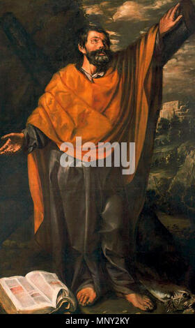San Andrés. Español: La Obra Vertreter al apóstol San Andrés, que fue Hermano del apóstol San Pedro, el Primer papa de la Iglesia Católica, y que al Igual Que Se refiere murió crucificado, según La Tradición. . 1647. 1218 Valdés Leal - San Andres - Cordoba Stockfoto
