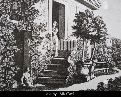 . English: Goethes Hausgarten mit Christiane Vulpius und August von Carl Lieber / Goethes Entwurf [1793] Englisch: Goethes 'Haus Garten" mit Christiane Vulpius und August von Carl Lieber nach einer Skizze von Goethe [1793] Română: Grădina lui Goethe, cu Christiane Vulpius și August de Carl Lieber după schiţa lui Goethe [1793]. 1793. Carl 754 K.W.Lieber 1821 / Goethe 1793 Lieber Stockfoto