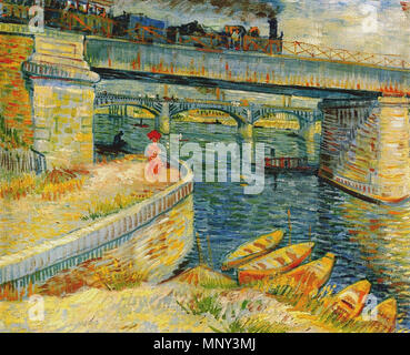 Brücken über die Seine bei Asnières Paris, Sommer 1887. 1222 Vincent van Gogh - Brücken über die Seine bei Asnières Stockfoto