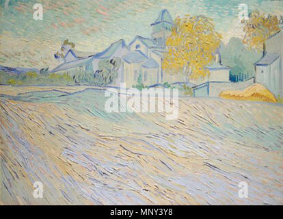 Blick auf die Asyl- und die Kapelle von Saint-Rémy. Englisch: Vue de l'asile et de la Chapelle de Saint-Remy, des holländischen Malers Vincent Van Gogh. zwischen 1889 und 1890. Vincent Van Gogh 1224 Vue de l'asile et de la Chapelle de Saint-Remy, von Vincent Van Gogh Stockfoto