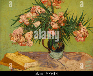 Englisch: Still Life: Vase mit Oleander und Bücher August 1888. 1271 WLA metmuseum Oleander von Vincent van Gogh Stockfoto