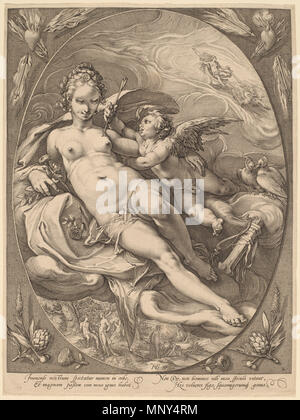 Jan Pietersz Saenredam, nachdem Hendrik Goltzius (Niederländisch, 1565-1607), Venus und Amor, 1596, Gravur auf Bütten, Geschenk von Ruth Cole Kainen. Englisch: Venus und Amor, Gravur von Jan Saenredam nach Hendrick Goltzius, 1596 Русский: "Венера, сопровождаемая Эросом"/Venus besucht von Eros. Гравюра Яна Санредама по рисунку Хендрика Гольциуса. 1596. Jan Saenredam (1565-1607) Alternative Namen Jan Pietersz. Saenredam, Jan Sanredam, Jan Pietersz. Zaenredam Sanredam, Jan, Jan Pietersz. Zaenredam Beschreibung niederländische Grafiker, Zeichner und Kartograph Geburtsdatum / Tod 1565 6 Apri Stockfoto