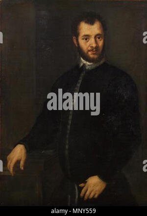 . Junge Mann in Schwarz von der Werkstatt von Paolo Veronese (1560); Kunsthistorisches Museum, Wien English: Bildnis eines jungen Mannes in Schwarz um 1580 Leinwand 105,5 x 76,5 cm Signatur: Bez. links unten: S. CALIARI F Kunsthistorisches Museum Wien, Gemäldegalerie Inv.-Nr. GG 2832 Provenienz: Galeriedepot. 22. Juni 2006. 1231 Veronese. Junge Mann in Schwarz 01. Stockfoto