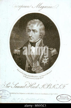 . Englisch: Vizeadmiral Sir Samuel Hood, 1st Baronet KCB RN. 1. September 1807. Diese Datei fehlt, Informationen zum Autor. 1232 Vizeadmiral Sir Samuel Hood 1st Baronet Stockfoto