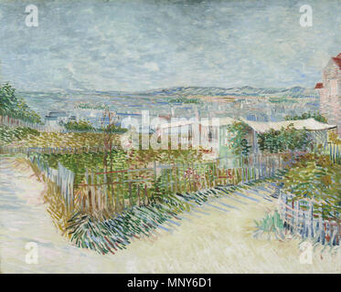 Niederländisch: Montmartre: Achter de Moulin de la Galette Montmartre: Hinter der Moulin de la Galette 1887. 1238 Vincent van Gogh Montmartre - Achter de Moulin de la Galette - Google Kunst Projekt Stockfoto