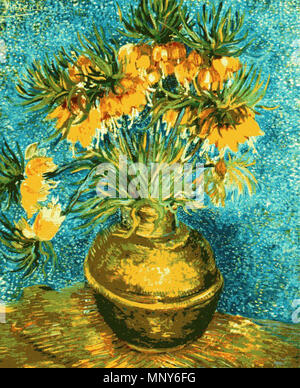 Fritillaries in einem Kupfer Vase. Englisch: in Computer am 1. Mai 2010 gescannt. . 1886. Vincent Van Gogh Drucken 1238 1886 "Crown Imperial Fritillaries in einem Kupfer Vase " Stockfoto