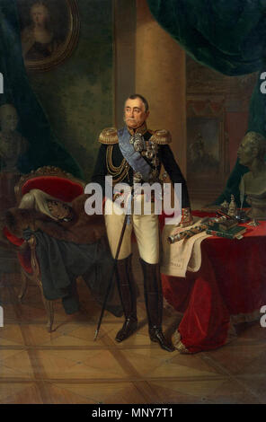 . Englisch: Fürst Pjotr Michailowitsch Volkonsky (1776-1852) russischer Generalfeldmarschall von Franz Krüger 1850 S-peterburg, Eremitage Русский: Портрет Петра Михайловича Волконского. Материал: холст. Техника: масло. Размеры: 283 x 188 См. Эрмитаж Поступил в в 1920 г.; передан из Зимнего дворца. Инвентарный номер в Эрмитаже: ГЭ-5961. 1850. Franz Krüger (1797 - 1857) Beschreibung der deutsche Maler, Grafiker, Zeichner und Lithograph Datum der Geburt / Tod 3. September 1797 und 10. September 1797 vom 21. Januar 1857 Ort der Geburt / Todes Radegast Berlin Standort Berlin, Sankt Petersbur Stockfoto