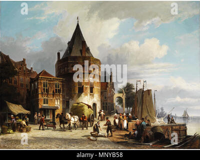 Die Schreierstoren in Amsterdam. English : Der Schreiersturm in Amsterdam, Öl auf Leinwand, 68,5 x 91,5 cm. Rechts unten signiert. . 19. 1260 Willem Koekkoek Schreierstoren Stockfoto