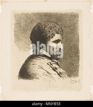Englisch: bärtiger Mann im Profil nach rechts 1850. 1260 Willem Linnig-bärtiger Mann im Profil nach rechts Stockfoto