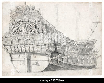 Porträt eines niederländischen Kriegsschiff Datum unbekannt. 1261 Willem van de Velde de Oude - Portret van een Nederlands oorlogsschip Stockfoto