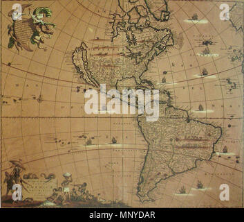 . Frederik de Wit: Novissima et accuratissima totius Americae Descriptio. Museu da Chácara do Céu, Rio de Janeiro. 17. Jahrhundert. Frederik de Wit 1270 Wit-novissima Stockfoto