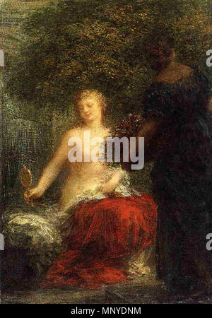 . Englisch: Henri Fantin-Latour der Kunst 1272 Frau an Ihre Toilette Stockfoto