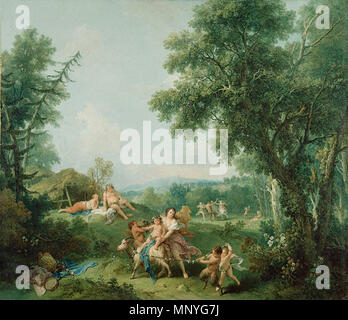 . Englisch: Landschaft mit der Bildung von Bacchus. 1744. 1285 Zuccarelli - Landschaft mit der Bildung von Bacchus Stockfoto