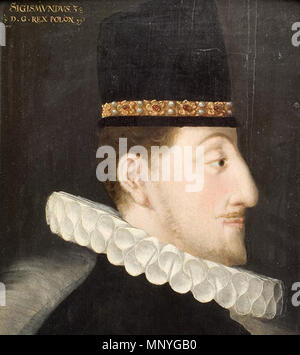 Polnisch: Portret króla Zygmunta III Wazy Porträt von König Sigismund III Vasa circa 1590. 1286 Zygmunt III close-up Stockfoto