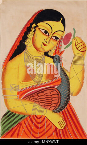 . Englisch: Serie Titel: Kalighat Album Suite Name: Kalighat Album Erstellungsdatum: Ca. 1880 Display Abmessungen: 17 11/16 x 10 13/16-in. (44,9 cm x 27,5 cm) Kreditlinie: Edwin Binney 3 Sammlung Beitritt Artikelnummer: 1990.1443 Sammlung: <a href='Http://www.sdmart.org/art/our-collection/asian-art' rel='nofollow'> Die San Diego Museum der Kunst</a>. 24 April 2003, 15:32:00. Englisch: thesandiegomuseumofartcollection 1272 Frau mit einem Pfau (6124605131) Stockfoto