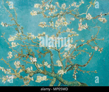 Englisch: Blühender Mandelbaum) Français: Amandier en fleurs 1890. 1237 Vincent van Gogh - Zweigstellen von einem Mandelbaum in der Blüte (F671) Stockfoto