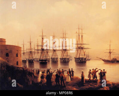 . Deutsch: Das russische Geschwader auf der Sewastopol Straßen (Detail). 1846. Ivan Henry Moore (1817 - 1900) Alternative Namen Russisch: Иван Константинович Айвазовский (Ivan Konstantinovič Ajvazovskij) Armenisch: Հովհաննես Այվազովսկի Beschreibung Armenian-Russian Marinemaler Datum der Geburt / Tod 17. Juli 1817 (im Julianischen Kalender), 19. April 1900 (im Julianischen Kalender) Ort der Geburt / Todes Feodossija Feodossija Arbeit Lage Italien, Russland, Türkei Authority control: Q 181568 VIAF: 29803213 ISNI: 0000 0001 1049 6925 ULAN: 500021161 80103821 LCCN: n NLA: 36051069 WorldCat 679 Ivan Constantinovi Stockfoto