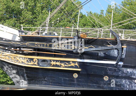 Neu restaurierten Segelschiff Cutty Sark: legendäre Victorian Tea Clipper im Trockendock in Greenwich Pier, Greenwich, London, England, UK, PETER GRANT Stockfoto