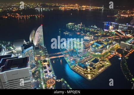 Luftbild des Städtischen Skyline in Yokohama, Japan Stockfoto