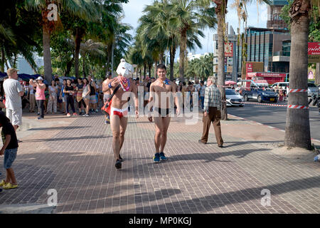 Fun Run und bunte Konkurrenten, Pattaya, Thailand, 2018 Stockfoto