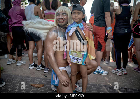 Fun Run und bunte Konkurrenten, Pattaya, Thailand, 2018 Stockfoto